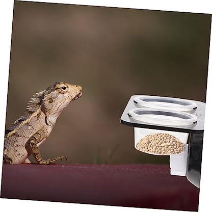 COLLBATH Reptile Feeding Ledge 2-Piece Gecko Feeder Set with Suction Cups Random Color Stable Design for Terrarium Use for Chameleons and Other Small Reptiles