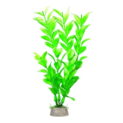 Aquarium Plastic Plant,Silk Artificial Aquarium Plants Decorations with Base,Simulation Aquatic Plants Decor for Fish Tank Rear Landscape Aquascape Ornament 7.87in Height - color: Green