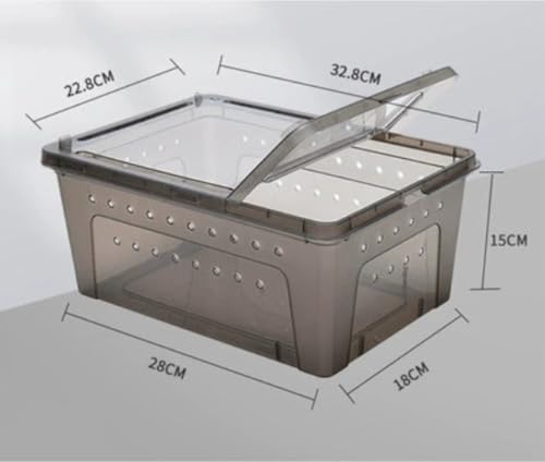 Reptile Breeding Box Reptile Feeding Box Breeding Hatching Container Pet Houses Faunarium(Black) - color: Black