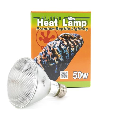 Pangea 50W Halogen Heat Lamp for Reptiles - Warming UVA and Infrared Light for Turtles, Tortoises, Bearded Dragons - Heating Bulb Terrarium Accessories, Designed for Ceramic Sockets (50 Watt)