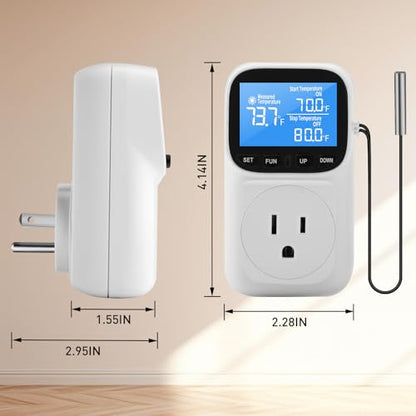 Diymore 1800W Plug in Digital Thermostat Temperature Controller Electric Thermostat Outlet Heating Cooling Control Mode Timer 120V 15A -104 ℉~210 ℉ Greenhouse with Thermostat Pool Thermometer - color: 1800w Plug in Digital Thermostat