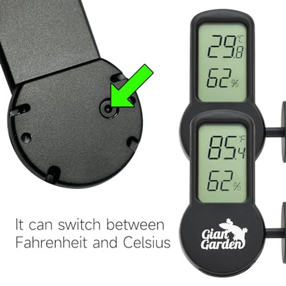 Mini Reptile Terrrarium Thermometer Hygrometer, LCD Display Temperature and Humidity Gauge Reptile Tank Accessories with Suction Cup (Black)