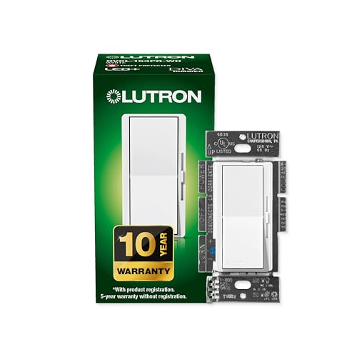 Lutron Diva LED+ Dimmer Light Switch for Dimmable LED, 150 Watt, Single-Pole or 3-Way, DVCL-153P-WH, White - color: White, size: 1 Pack, style: Diva Dimmer