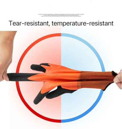Women Men Waterproof Fishing Gloves,Anti-Slip Catch Fish Gloves,Puncture Proof Fishing Gloves for Handling,Catching,Cleaning - color: Orange