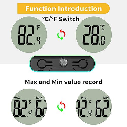 4PCS Mini Digital Hygrometer and Thermometer,Reptile Thermometer with Magnetic & Tablestand, Indoor Temperature and Humidity Meter Gauge for Humidors Greenhouse Garden Cellar Closet Guitar Case - style: without probe