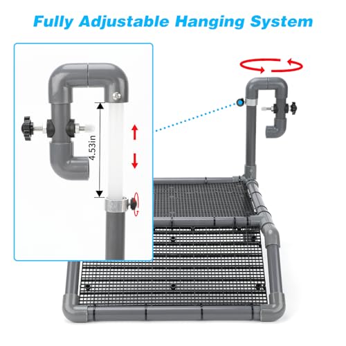 SKARUS Large Turtle Basking Platform for 55-150 Gallon Tanks | 7.9"-13.8" adjustable height tank-mounted aquarium dock with dual hanging arms, non-slip ramp for aquatic reptiles.