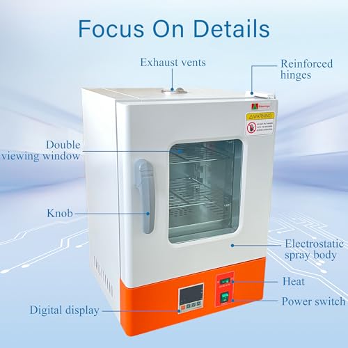 Electric Heating Constant Temperature Lab Incubator 22L 11X11X11Inch Chamber RT-70℃ 110V 60Hz Cabinet Incubator for Reptile Egg Bacterial Culture Seed Germination Medical Science