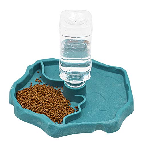 Automatic Reptile Feeder Reptile Food and Water Dish Bowl Bottle Tortoise Turtle Water Dispenser for Bearded Dragon Gecko Lizard (Blue) - color: Blue