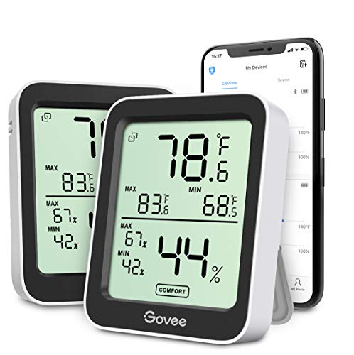 Govee Bluetooth Hygrometer Thermometer, Large LCD, Max/Min Records, 2-Year Data Storage - Black, 2 Pack - color: Black, size: 2 Pack