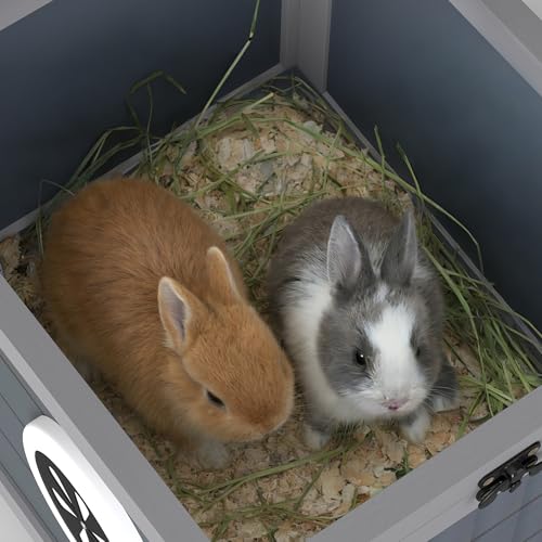 Coziwow Rabbit Hutch, Bunny Cage Indoor with Openable, Portable Small Animals Shelters with Nonslip Ramp for Hideout Rabbits/Feral Cats/Chicken/Duck/Small Animals-Gray - color: Gray