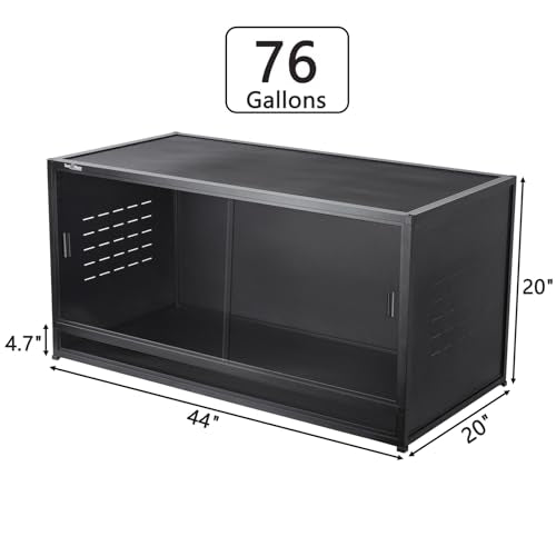 Reptile Tank 44''x20''x20'' ToxiRium Large PVC Reptile Enclosure 76 Gallons for Bearded Dragon Gecko Lizard Snake, Wide Lounge Vivarium Area with Sliding Doors Lock | Modular Design, Heat & Humidity Retention, Sliding Glass Doors, Removable Top Cover & Ea