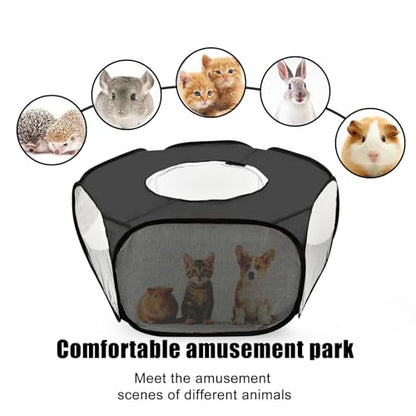 2-Pack Guinea Pig Carrier Backpack and Playpen with Lid, Breathable Pet Playpen Pop Open Exercise Fence, Portable Small Animal Cage for Rabbits, Chinchillas, Squirrel, Lizard, Sugar Glider - color: Green
