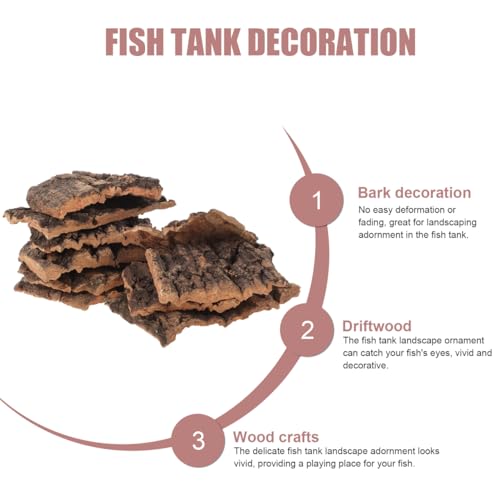 Homoyoyo 10Pcs Reptile Tree Bark Decor Natural Cork Bark Platform for Lizards Turtles Chameleons Terrarium Climbing and Basking Habitat Accessories