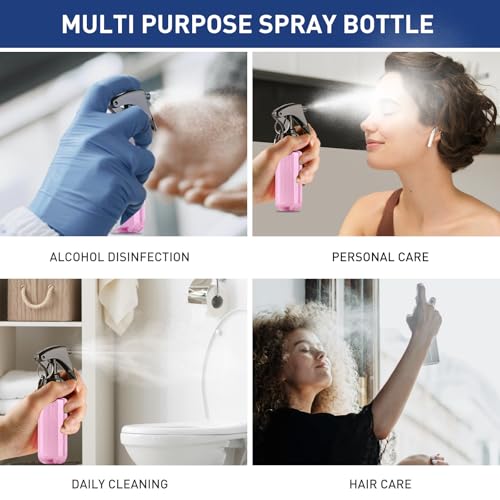 TANSHINE Small Spray Bottle 50ml, Travel Size Mini Mist Water Spray Bottles, Portable Hand Sanitiser Alcohol Fine Spray Bottle, Plastic Refillable Empty Face Mister Spray Bottles with Clip, 2oz/5pcs - color: Colourful2