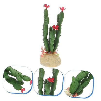 Luxshiny Vivid Artificial Plastic Cactus Aquarium Plant Fish Tank Decoration Soft Non Fading Reptile Terrarium Ornament Easy to Clean for