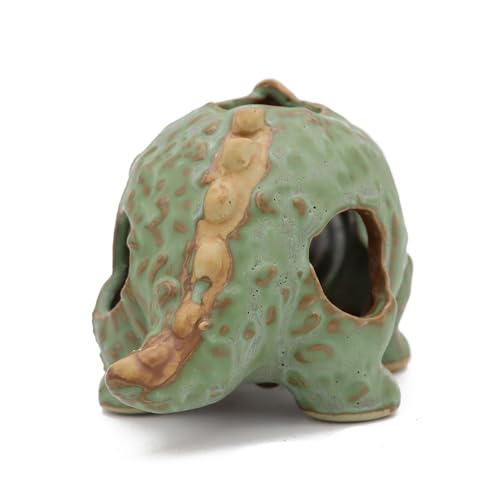 ALEGI Aquarium Ceramic Decorations Hideout, Cut Ceramic Dinosaurs Cave Rock | For Cichlids, Betta Tank Decor