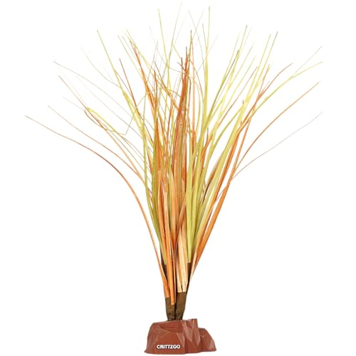 Reptile Terrarium Plants, Bearded Dragon Tank Decor Accessories for Ball Python Leopard Gecko Tree Frog Tarantula Lizard Corn Snake Tortoise Chameleon Crested Gecko - Fake Desert Dry Grass - color: Fake Desert Dry Grass