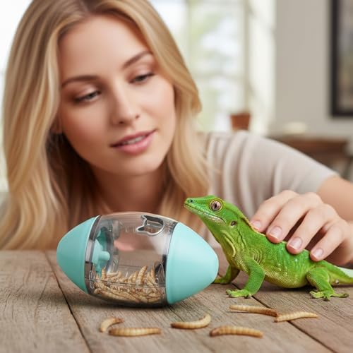 Bearded Dragon Toys Interactive Lizard Feeder Toys Rugby Shape Gecko Feeder Ball for Bearded Dragon Enrichment Gecko Small Animals Enrichment Accessories