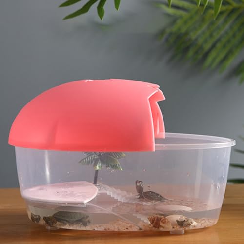 Turtle Tank Small Plastic Reptile Habitat Box with Basking Platform and Swimming .84X6.69X6.10 Inches Indoor Tortoise Terrarium for Amphibians and Small Pets