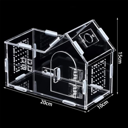Reptile Feeding Box Critter Keeper Portable Transparent Animal Habitat Cage Hatching Container for Frog Bearded Dragon Gecko (7.87x3.94x5.91inch)