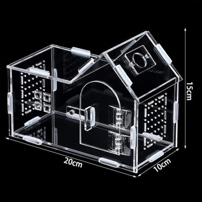 Reptile Feeding Box Critter Keeper Portable Transparent Animal Habitat Cage Hatching Container for Frog Bearded Dragon Gecko (7.87x3.94x5.91inch)