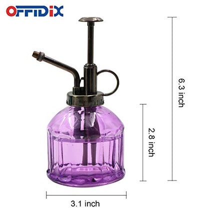 OFFIDIX Glass Watering Spray Bottle,Plant Mister Watering can Indoor with Bronze Plastic Top Pump, Glass Small Watering Can for Garden, Plants, Cleaning (Purple) - color: G-purple