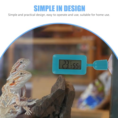 Digital Reptile Thermometer with 360° Rotary Night Light and Suction Cup, Green Mini Hygrometer for Leopard Gecko and Bearded Dragon Tank Temperature Monitoring