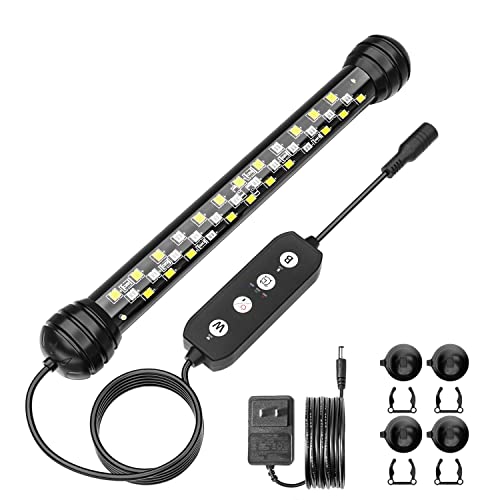 SEAOURA Led Aquarium Light with Timer, Submersible Aquarium Plant Light, Fish Tank Light with Auto On/Off, 3 Lighting Modes, Adjustable Brightness (7 inch for 7.8-17inch Planted Tank), 5W - size: 7 inch for 7.8-17inch tank