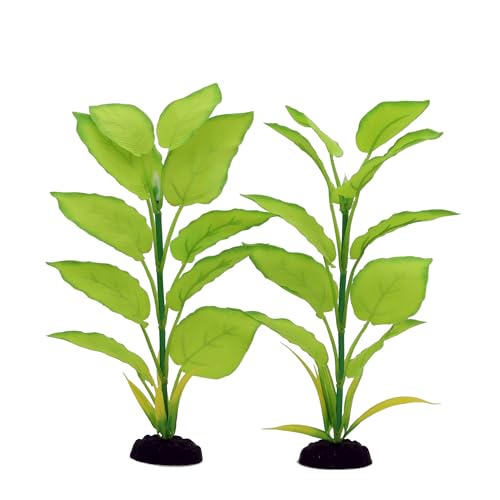2-Pack 12 Inch Aquarium Silk Aquarium Plants, Artificial Plastic Plant | For Small Tank, Goldfish, Fish Hides - color: Light Green