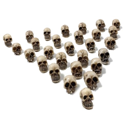 20pcs Mini Skulls for Crafts, Small Resin Skull Decorations for DIY Halloween Decor, Spooky Table Accents for Plants, Terrariums, Cake or Book Nooks