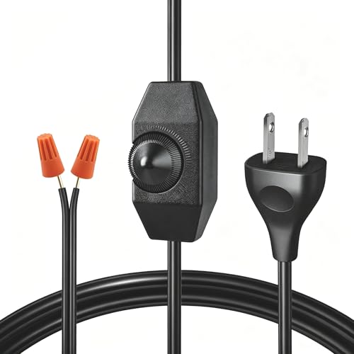 [UL Listed] Black Extension Cord with Rotary Dimmer Switch, 6 Feet Lamp Cord with Switch, Compatible with Dimmable LED, Halogen & Incandescent Bulbs, UL Listed, 120V 150W Max - color: Black Dimmer DIY Kit