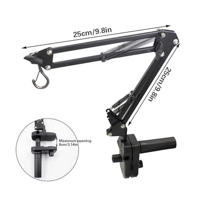 Reptile Clip Heat Lamp Stand, Adjustable Heating Light Holder with 360°Swing Arm, Suitable for Fish Tank, Terrarium Dome Bearded Enclosure, Turtles (Black)