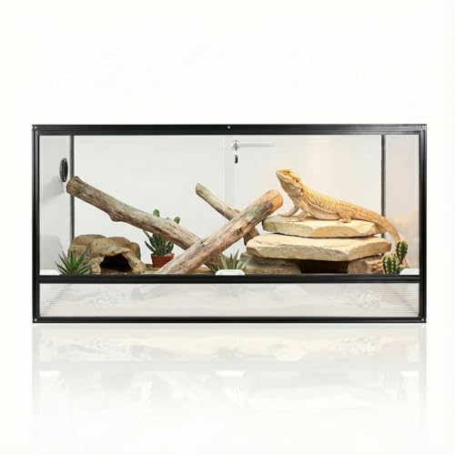 120 Gallon Bearded Dragon Tank, 48x24x24 Reptile Enclosure, Black - color: Black