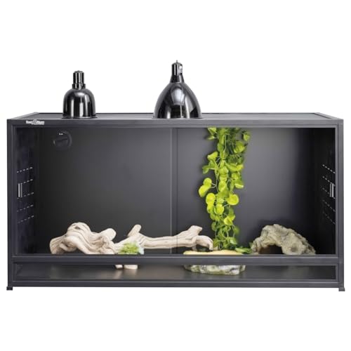 PVC Reptile Enclosure Bearded Dragon Tank 44 Gallon Snake Enclosure,Terrarium for Lizard Snake, 40x16x16 Reptile Terrarium Wide Breeding Lounge Vivarium Area with Sliding Doors Lock