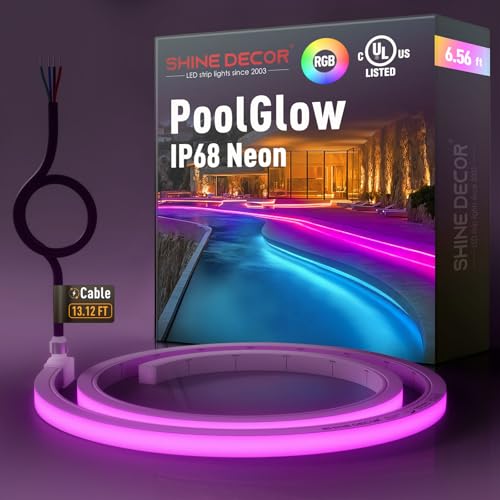 Shine Decor IP68 Waterproof LED Strip Light, 24V Pool Rated Submersible Silicone Neon, UL Listed Underwater Outdoor LED Rope Light for Pool Fountain Waterfall Bathtub, 16x16mm, RGB, 6.56FT - color: RGB (Red, Green, Blue), size: 2m/6.56ft