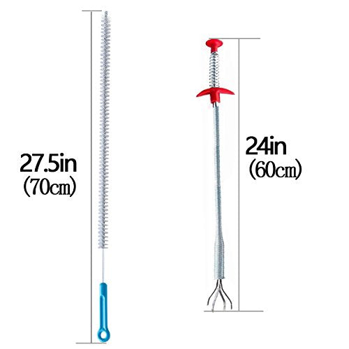 39inch Drain Clog Remover(x1), 20inch Drain Snake Hair Remover(x3)＆ Cleaning Brush(x1), 24inch Sewer Hair Catcher(x1),6 Pack Auger Cleaner Tool Set for Toilet, Kitchen Sink, Bathroom Tub, Sewer
