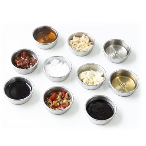 0.5oz Feeding Cups 10pcs, Stainless Steel 304 SUS Metal, Reptile Food Bowls and Water Dish, for Crested Gecko, Lizard Or Other Small Pet Feeder Ledge Accessories Supplies