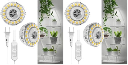 SANSI LED Puck Grow Light, 10W (150 Watt Equiv) Full Spectrum 2-Head Lamp for Plants with Ceramic Tech, Hanging Lights with ON/Off Switch for Plant Shelf Greenhouse Hydroponic (Pack of 2) - size: Puck Grow Light with ON/Off Switch (Pack of 2)