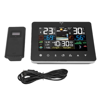 AUNMAS Digital Thermometer Hygrometer, Wireless Indoor Outdoor Weather Station with Large Display and Touch Controls, for Home Office Greenhouse Terrarium