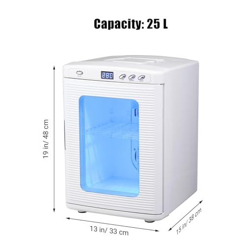 25L Egg Incubator with Precise Digital Thermostat for Heating and Cooling 10°C to 60°C Ideal for Small Reptiles Birds or Laboratory Use 12V/110V White