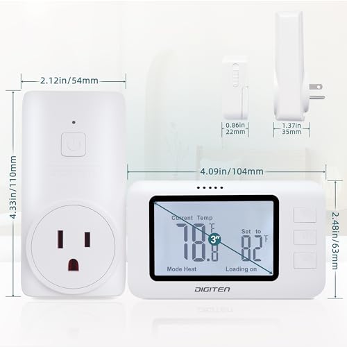 DIGITEN Wireless Thermostat WTC100 Pro Temperature Controller for Cooling & Heating, Remote Controlled Outlet, Easy-to-Use and Programmable Thermostats for Home,Greenhouse - color: Wtc 100 Pro