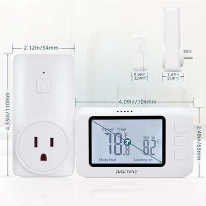 DIGITEN Wireless Thermostat WTC100 Pro Temperature Controller for Cooling & Heating, Remote Controlled Outlet, Easy-to-Use and Programmable Thermostats for Home,Greenhouse - color: Wtc 100 Pro