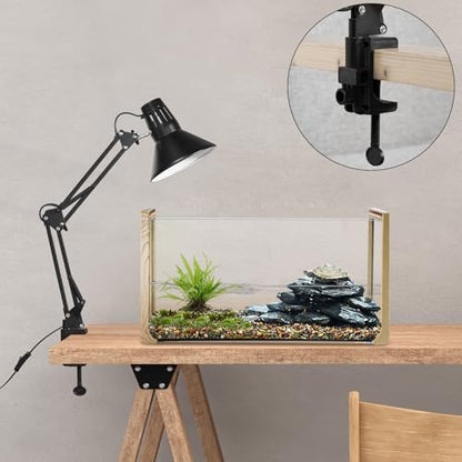 Reptile Heat lamp Reptile Light Fixture with Heat Lamp Stand,Height Range from 15.7inch to 74.3inch with 360°Adjustable Swing Arm for Bearded Dragon Turtles Snake and Chicks - size: 15.7-74.3 inches (with Lampshade)