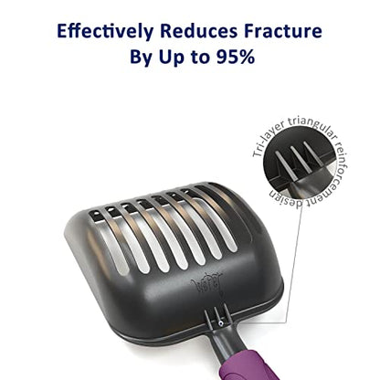 WePet Cat Litter Scoop, Non-Stick Plated Aluminum Alloy Sifter, Kitty Durable Metal Scooper, Deep Shovel, Long Handle, Kitten Pooper Lifter, Size Medium, Coated Black Body with Violet Handle - color: #07 Violet, size: Medium