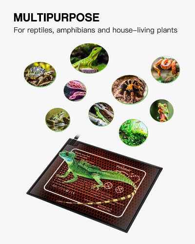 Reptile Heat Pad - Reptile Heating Pad Under Tank Heater for 10-20gal Tank, Terrarium Heat Mat Reptile Tank Accessories for Gecko/Bearded Dragon/Snake/Lizard/Frog/Spider/Plant Box,6 x 8in