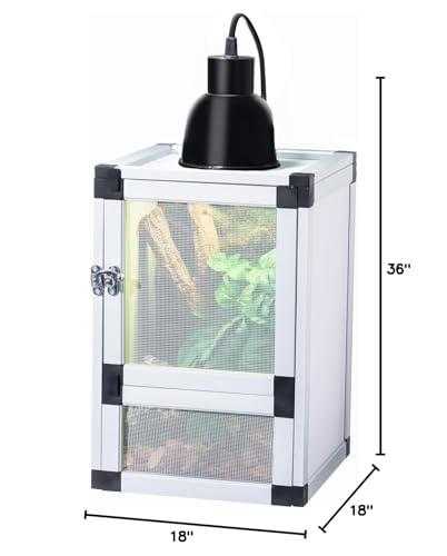 Hybrid Reptile Cage Toxirium 18"x18"x36" with Aluminum Frame, PVC Side & Back Panels, Two Interchangeable Screen & Acrylic Front Doors, Ventilated Top Screen, Ideal for Chameleon, Lizards, Frogs