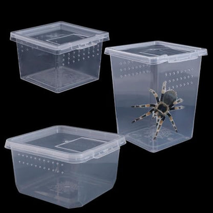 Small Reptile Breeding Box for Reptiles Small Snake Turtle Spiders Geckos Frogs Breeding Box Case Feeding Hatching Container Transparent(B) - style: B