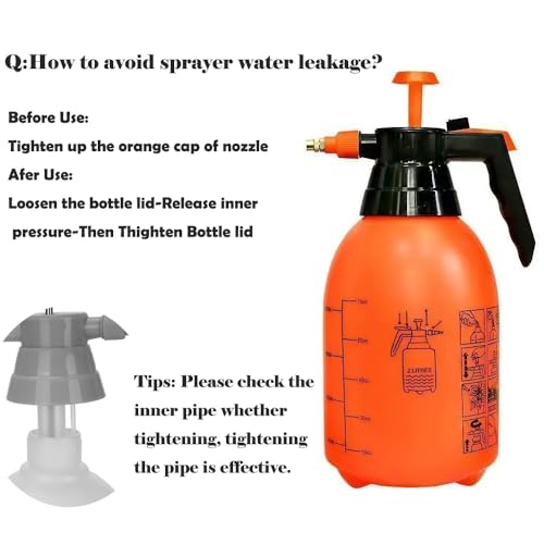 1/2 Gallon Handheld Pump Sprayer, 2 Pack Garden Pressure Sprayer with Adjustable Brass Nozzle, Multi-Purpose 75 Oz Water Spray Bottle Ideal for Watering, Fertilizing, Cleaning (Orange-2L) - color: Orange-2L