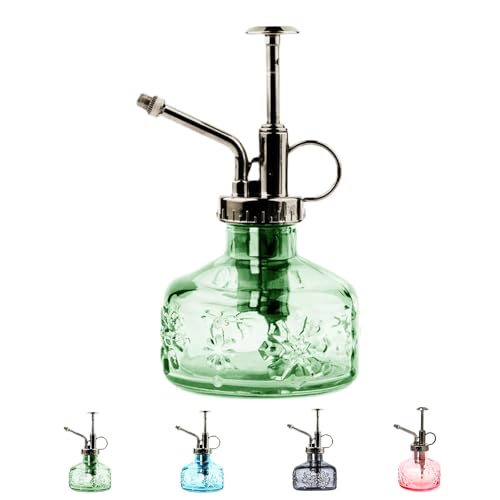 XXXFLOWER Glass Plant Mister Spray Bottle for Indoor Plant Spritzer Succulent Watering Bottle - color: Green