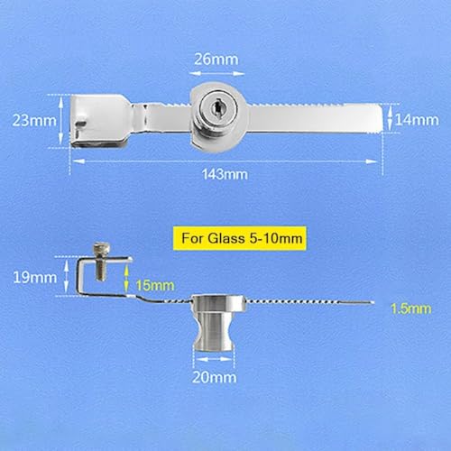 Sliding Glass Door Lock for Reptile Vivarium or Display Cabinet, Zinc Alloy Chrome Finish with 2 Keys for Secure Pet Enclosure and Showcase Protection(4-8mm) - size: 4-8mm